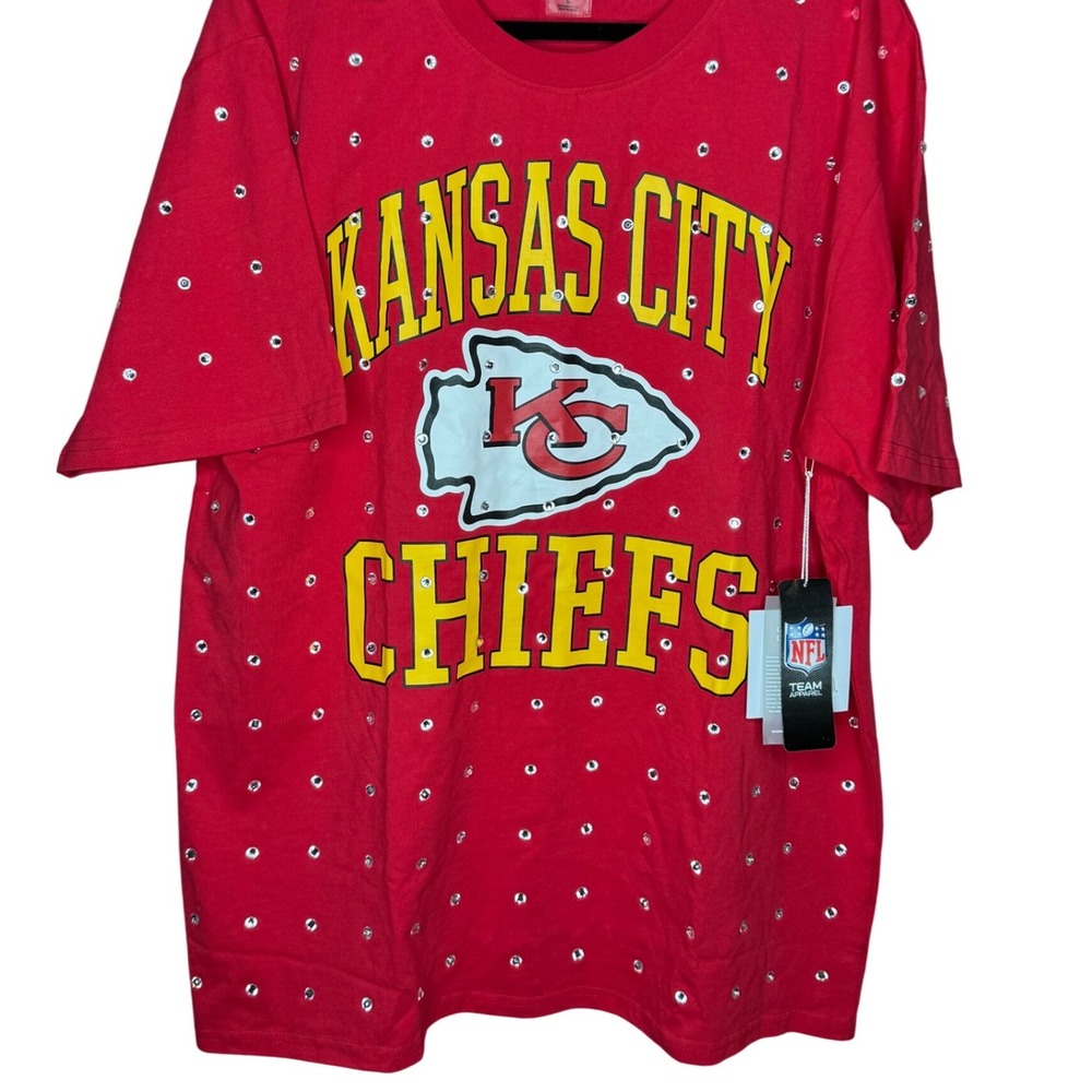 Gameday Couture Kansas City Chiefs‎ Rhinestone Oversized T-Shirt Red Large NEW